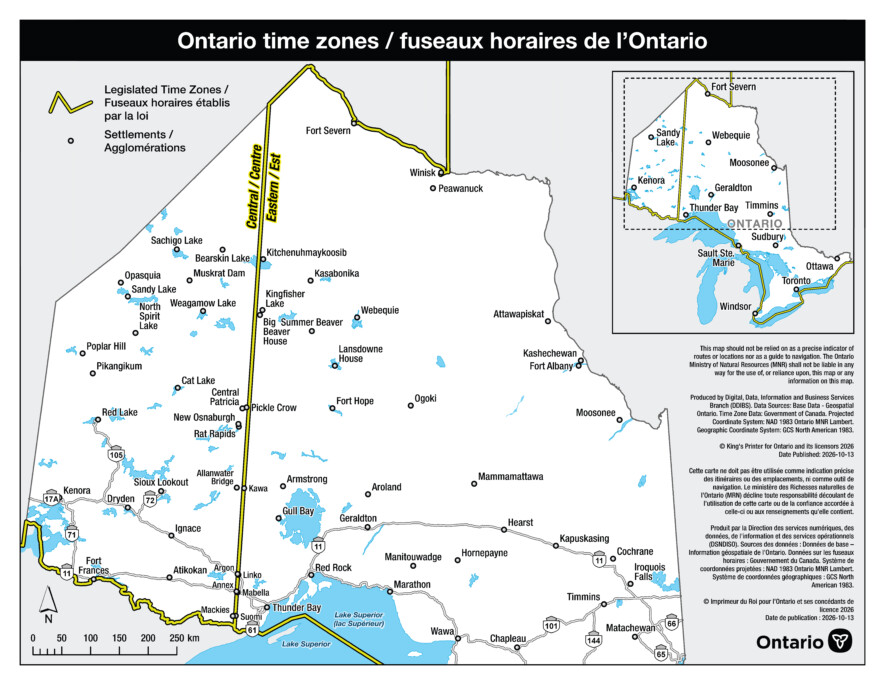 Fuseaux horaires de l’Ontario  &mdash; Photo : Ontario/web